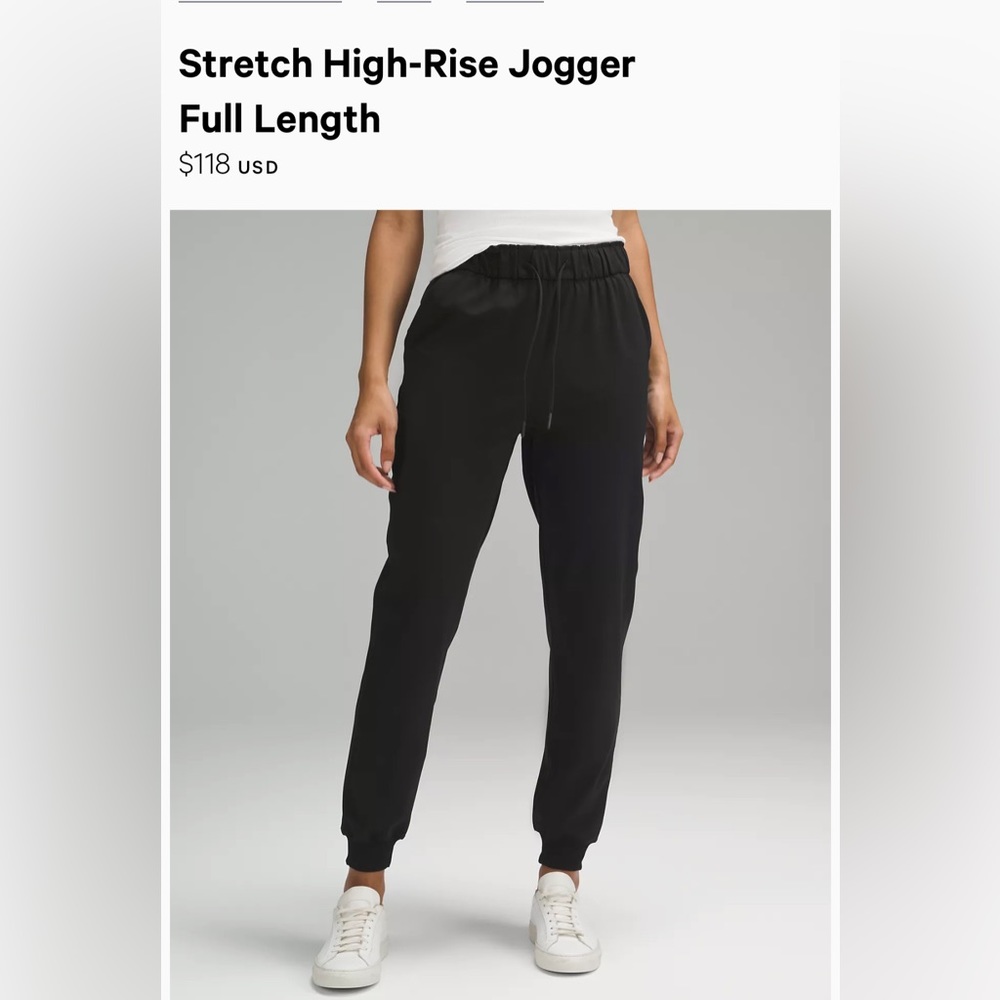 Lululemon Black Stretch High-Rise Jogger
Full Length